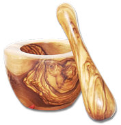 Mortar plain, large olive wood