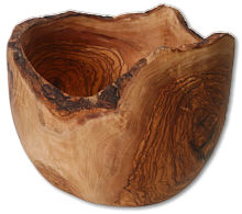 Fruit bowl with bark olive wood