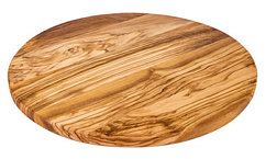 Plate round olive wood, glue-laminated