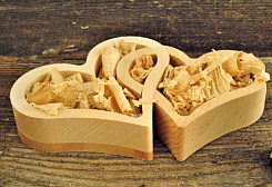 Swiss pine wood set double heart, 10 ml oil, 20 g chippings