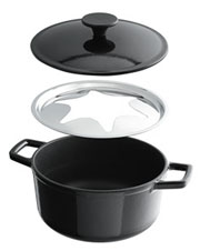Fondue Caquelon Duo 2in1, schwarz, Gusseisen