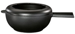 Fondue pot black, cast iron, with splashguard