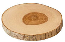 Bark-board varnished ash or alder wood round