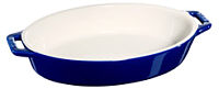 Staub baking dish oval dark blue ceramic