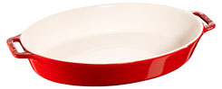 Staub baking dish oval cherry red ceramic