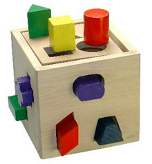 Wooden box with small blocks