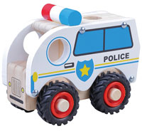 Police car with rubber tires
