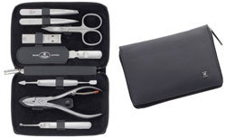 Twinox Maniküre-Set 8-tlg., Reißverschluss-Etui, Nappaleder schw.