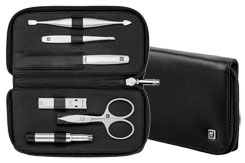 Twinox Reißverschlussetui 6-tlg., Leder schwarz