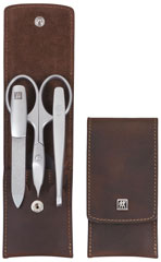 Twinox Maniküre-Set 3-tlg., Taschenetui Rindleder braun