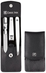 Classic Inox Taschen-Etui 3-tlg., Rindleder schwarz