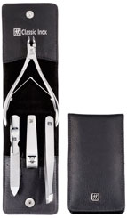 Classic Inox Taschen-Etui 4-tlg., Rindleder schwarz