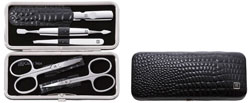 Classic Inox Rahmenetui 5-tlg., Rindleder schwarz