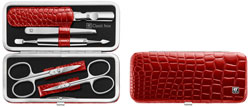 Classic Inox Rahmenetui 5-tlg., Rindleder rot