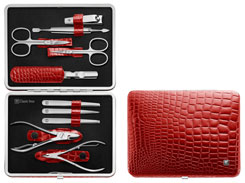 Classic Inox Rahmenetui 10-tlg., Rindleder rot