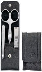 Twinox Maniküre-Set 3-tlg., Taschen-Etui Yakleder schwarz