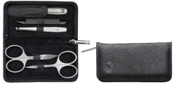 Twinox Maniküre-Set 5-tlg., Reißverschluss-Etui Yakleder schwarz