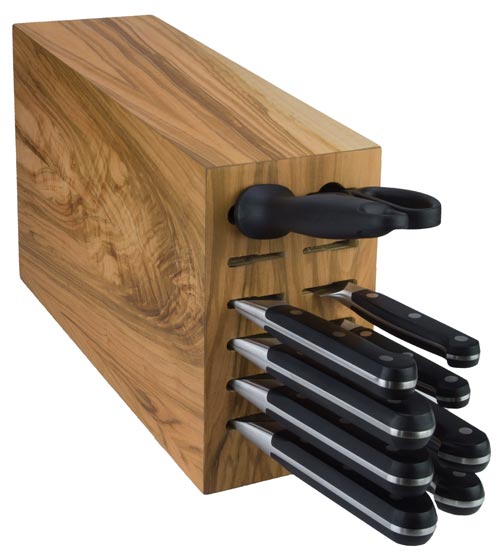 Knife block olive wood, example for assembly