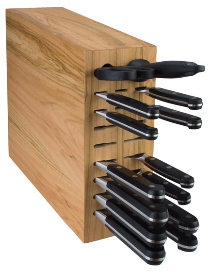 Knife block olive wood, example for assembly