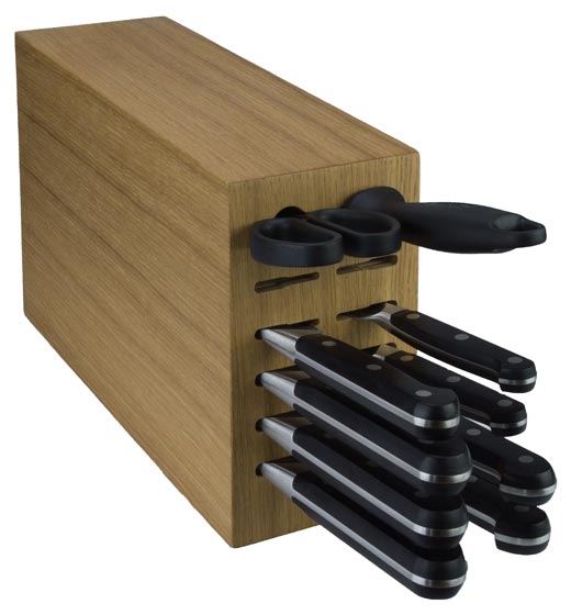 Knife block oak wood, example for assembly