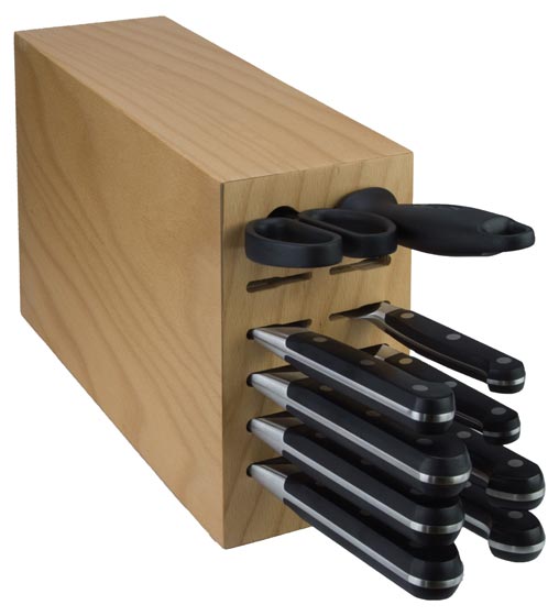 Knife block beech wood, example for assembly