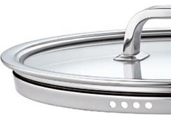 Glass lid with silicone seal for energy-saving visible cooking