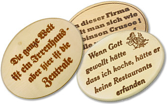 Oval boards with sayings (german)